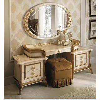 Xlmoebel Schminktisch Barocker Schminktisch mit Spiegel in edlem Design (Schminktisch mit Spiegel, Schminktisch + Spiegel), Hergestellt in Europa beige