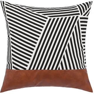 YT-KOKE Decorative Boho PU Throw Pillow Cover Faux Leather Printing Accent Pillow Case for Couch Sofa, Soft Warm Cushion Cover (D-45 x 45cm)