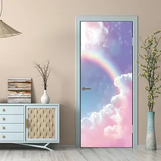 SHOMEY Türaufkleber Türtapete Selbstklebend Regenbogen 90 x 200 cm 3D Türposter Fototapete Türfolie wasserdichte Abnehmbare Türtapete Innentür Schlafzimmer Home Deko
