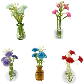 Magnetische Mini-Blumenvasen für den Kühlschrank – Niedliche, kreative 3D-Magnete aus winzigen Glasblumenvasen für Kühlschrank, Küche, Schließfach, Büro & Geschenkideen (5pcs-b)