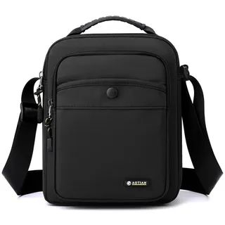 zhongningyifeng Umhängetasche für Herren, klein, Nylon, Business, wasserdicht, leicht, lässig, schwarz, Crossbody-Tasche für Arbeit, Reisen, Out - S