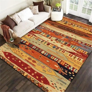 RUGMRZ Outdoorteppich Küchenteppiche Teppichboden Für Schlafzimmer Dunkelrot Retro-Muster Mit Streifen Salon Wasch Bar Rot 120X180Cm Teppich Lang 3Ft 11.2''X5Ft 10.9''