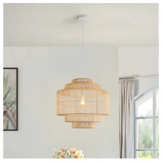 HOME DELUXE Hängeleuchte aus Rattan - SIA, gewebte Rattan-Pendelleuchte, Korbgeflecht beige 55 cm x 150 cm