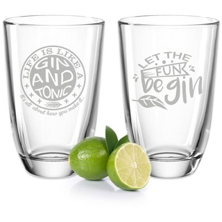 GRAVURZEILE Cocktailglas »2er Set Montana GIN-Gläser - Life is like a Gin and Tonic & Let the fun beGin - Geschenk für Kollegen, gute Freunde & Familie - GIN-Glasses + GIN-Tonic - Party Mitbringsel Geschenkset«