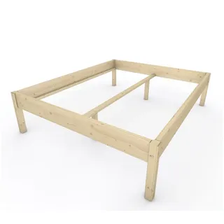 TUGA-Holztech Massivholzbett Holzbett Naturholzbett 180 x 220 cm 58 cm Bettgestell ohne Kopfteil, Br 70 80 90 100 120 140 160 180 200 Lg 200 220 H=38/48/58 cm 180 cm x 220 cm x 58 cm