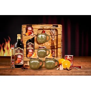 Feuerzangentasse Geschenkset, Schatzkiste, Oliv - für Feuerzangenbowle
