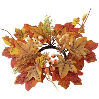 HiyyFloy Thanksgiving Kerzenringe Simulation Ahornblatt Dekorative Girlande Kerzenkranz Kleiner Herbstkranz Für Kerzenständer Tischdekoration