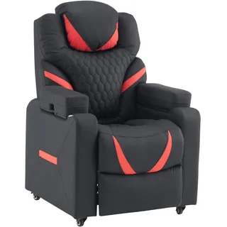 HJH Office Loungesessel Game Sport RX Kunstleder 90 x 170 x 0 cm Rot/Schwarz drehbar