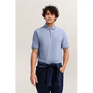 Poloshirt BUGATTI "Modern Fit", Herren, Gr. XL, blau (330, blaugrau), 100% Baumwolle, unifarben, normal, ohne Ausschnitt, Rippbündchen, Shirts, Basic Essential aus Baumwolle