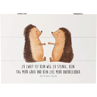 Mr. & Mrs. Panda 25 x 18 cm Holzkiste Hochzeit Igel Liebe - Geschenk, Paar, Pärchen, Geschenkbox, Verlobungsfeier, Truhe, Geschenkdose, Ehe,