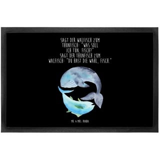 Fußmatte 60 x 90 cm Walfisch Thunfisch - Schwarz - Geschenk, lustige Sprüche, Mr. & Mrs. Panda, Höhe: 0.3 mm, Robust & Dekorativ schwarz