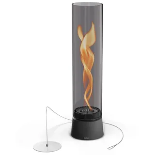 höfats Tischfeuer SPIN air (Packung, rauchfreie Tischfeuerstelle für Indoor und Outdoor), Feuerschale mit Flammenwirbel für Tischdeko, wärmende Feuersäule schwarz Ø 12 cm