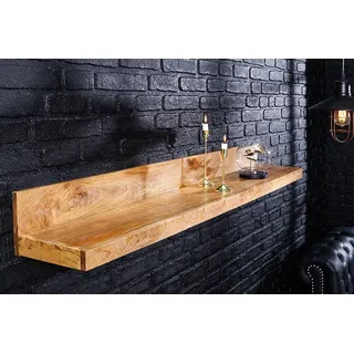 riess-ambiente Wandregal MAKASSAR 140cm natur, Einzelartikel 1-tlg., Wohnzimmer · Mango-Massivholz · handmade · Brett · lackiert · Design braun 140 cm x 17 cm x 24 cm