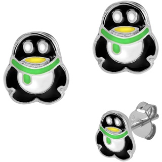Paar Ohrstecker »Schmuck Geschenk Silber 925 Ohrschmuck Erstohrstecker Pinguin«, 47810313-0 silberfarben-schwarz-weiß-gelb-grün