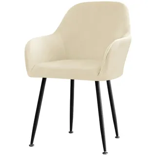 Agger Stuhlhusse Stretch Samt Stuhlhussen Universal Sesselbezug Stuhlbezug, mit Armlehnen Abnehmbare Waschbar Esszimmerstühle Bezug beige
