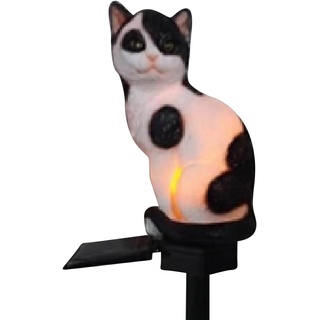 Luna24 simply great ideas... Solar Stableuchte sitzendes Kätzchen Katze schwarz/weiß, eine außergewöhnliche Solarlampe, Solarleuchte, Gartenstecker.