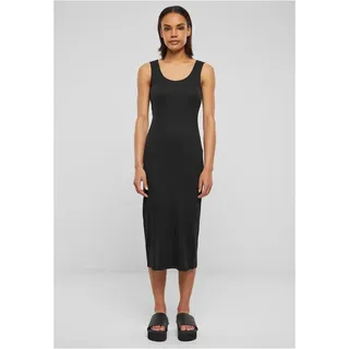 URBAN CLASSICS Kleid Ladies Rib Top Dress, langes geripptes Kleid für Frauen, ärmellos, black, L