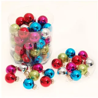 Krebs Glas Lauscha Weihnachtsbaumkugel Weihnachtskugeln Mini Mehrfarbig 3cm (45 St), Glas