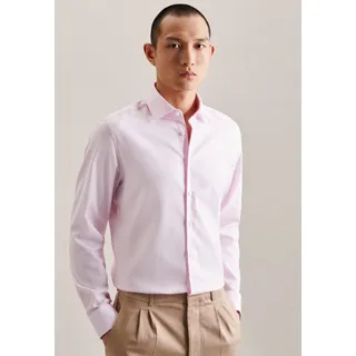 Businesshemd SEIDENSTICKER "Slim" Gr. 44, normale Ärmellängen, bunt (rosa, pink) Herren Hemden Langarm Slim Kentkragen Uni