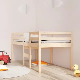The Living Store Hochbett 90x190 cm Massivholz Kiefer - Braun