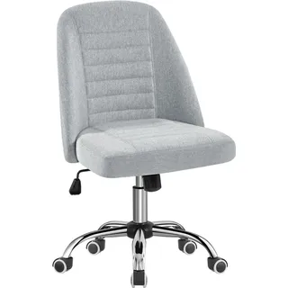 Yaheetech Bürostuhl Schreibtischstuhl Ergonomisch Gepolstert Stoff Drehstuhl mit Rollen Arbeitshocker ohne Armlehne Chefsessel höhenverstellbar Grau - Hellgrau