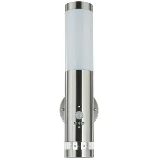 Licht-Erlebnisse Außenwandleuchte Edelstahl 34,0 cm inkl. Bewegungsmelder E27 IP44 silber/weiß