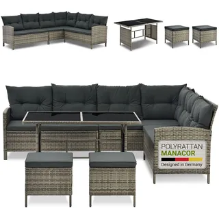 Juskys Manacor Polyrattan Lounge-Set grau meliert