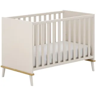 yuny by paidi Babybett YUNY BY PAIDI "HAZEL 60x120cm in Beige, Kinderbett mit Massivholz", cashmere, beige, eiche, montana, B:126cm H:85cm T:67cm, Holzwerkstoff, Massivholz, Babybetten, Babybett, Gitterbett 3-fach höhenverstellbar