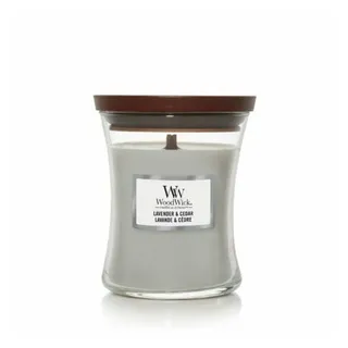 Woodwick Lavender & Cedar Duftkerze 275 g grau