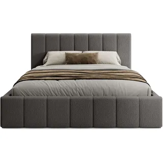 FEDVE Bett 160x200 Grau - Handorf - Polsterbett 160x200 mit Bettkasten - Doppelbett 160x200 mit Bettkasten - Bett mit Stauraum - Schlafzimmer Bett mit Bettkasten 160x200