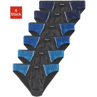 LE JOGGER Slip in grau-blau, | Gr. 7 (XL), grau (grau, blau), Jersey, Obermaterial: 100% Baumwolle, unifarben, körpernah, Unterhosen, mit kontrastfarbenen Highlights