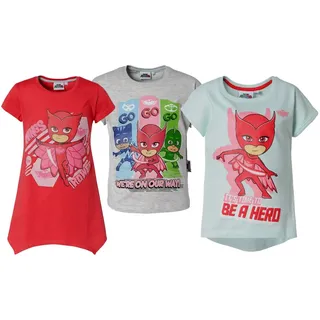 PJ Masks Print-Shirt 3x Mädchen T-Shirts PJ Mask Pyjama Helden 3- 8 Jahre 110 = 5 Jahre