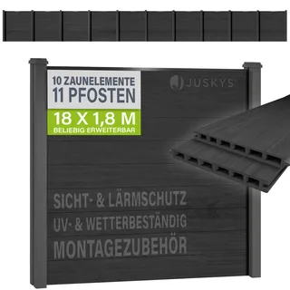 Juskys WPC Sichtschutzzaunelement 10er Set 0 x 0 cm Grau