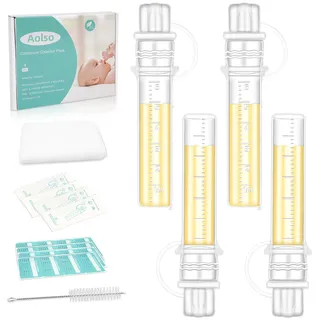 Aolso Colostrum Collector, 4PCS /6ml Wiederverwendbarer Muttermilch-Sammler, Silikon Kolostrum Sammler BPA-frei, Mehrzweck-Sammler Tragbarer, mit Baumwoll-Reinigungstuch, Etikettenaufklebern