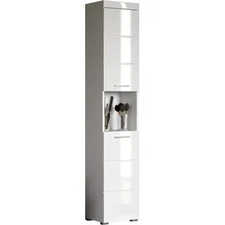 trendteam Amanda Hochschrank 37 x 190 x 31 cm Weiß Hochglanz Metall/MDF/Spanplatte
