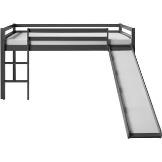 Homestyle4u Kinderbett 90x200 mit Rutsche in Grau 1862