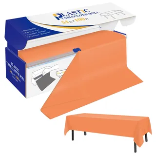 YSYJ Kunststoff-Tischdeckenrolle, Einwegtuch, 137,2 cm x 30 m, mit | Einweg-Tischdecken aus Kunststoff mit Gleitschneider, Tischdecke für Partys