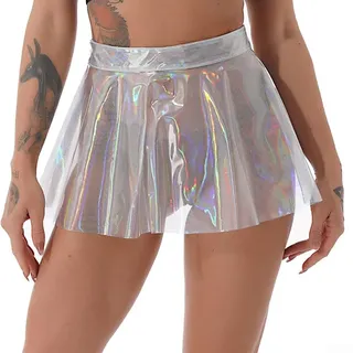 Transparenter PVC-Falten-Minirock für Damen, hohe Taille, durchsichtiger Rock für Clubwear, wasserdichter modischer Rock mit A-Linien-Design, S-XL (L transparent)