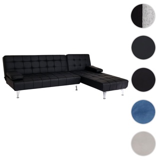Schlafsofa HWC-K22, Couch Ecksofa Sofa, LiegeflÃ¤che links/rechts Schlaffunktion ~ Kunstleder schwarz