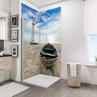 Schulte DecoDesign Duschrückwand Foto über Eck Ruderboot 210 x 90 x 90 cm