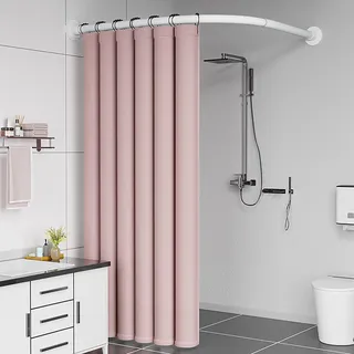 Verstellbare Duschvorhangstange L Form Ohne Bohren, Duschstange Für Duschvorhang 304 Edelstahl, Ohne Deckenhalterung Erweiterbar Gebogene Eckduschstange, Für(Size:D 70-95cm x 105 -165cm,Color:weiß)
