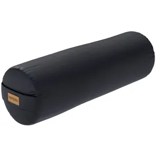 GORILLA SPORTS® Yoga Bolster - Ø20 cm, Waschbarer Bezug, aus 100% Baumwolle, mit Dinkelfüllung, Tragegriff, Schwarz - Yogarolle, Yogakissen, Yog... - Schwarz