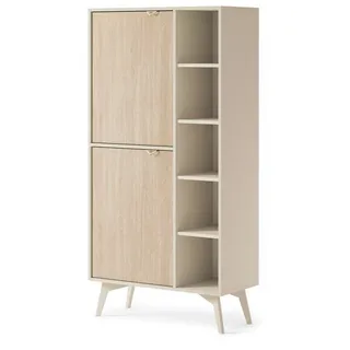 Compleo Regal mit zwei Türen MARIA, Aluminiumgriffe, skandinavisch beige
