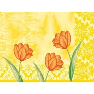 Mank Tischset Airlaid Sally in Gelb-Orange, 40 x 30 cm, 100 Stück - Platzdeckchen stoffähnlich Tulpen Blumen