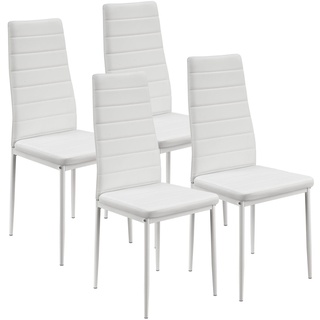 Juskys Esszimmerstühle Loja 4er Set - Moderne Stühle mit Kunstleder Bezug - Weiß