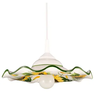 Helios Leuchten Pendelleuchte Küchenlampe Keramik, Keramiklampe, Deckenlampe, Hängelampe, für Esszimmer Küchentisch, handgefertigt handbemalt bunt|gelb