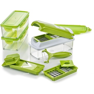 Genius Nicer Dicer Smart | 13 Teile | Gemüseschneider | Zwiebelschneider | Schneiden / Würfeln / Hobeln / Stifteln / Schälen / Aufbewahren | Mandoline | Multischneider | Gemüsehobel | Obstschneider | NEU