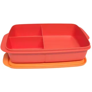 Tupperware to Go Lunchbox Clevere Pause 1000ml mit Trennwand Eco+ Schule Brotdose mit Abteilung drei Fächer orange XL 1000 ml luftdicht auslaufsicher