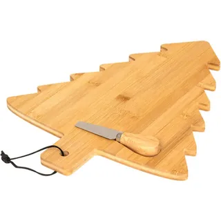 2-teiliges Käsetablett-Set mit Bambus-Tablett in Weihnachtsbaumform