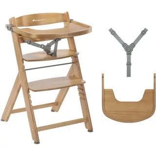 Bebeconfort Timba 2 Holzhochstuhl, Max. 110 kg, Natural Wood | Mitwachsender Ergonomischer Hochstuhl, Ab 6 Monaten, Passt an Esstische, Abnehmbares Tablett, Sitz & Fußstütze Verstellbar